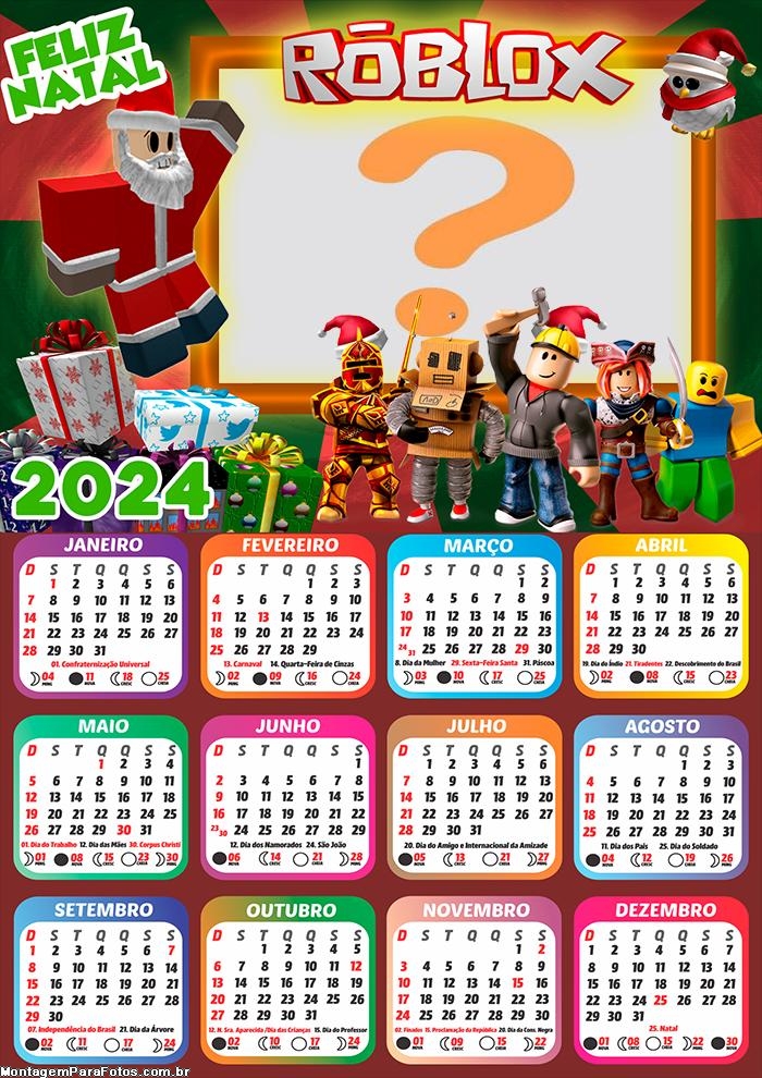 Foto Grátis Montagem Calendário 2024 Feliz Natal Roblox