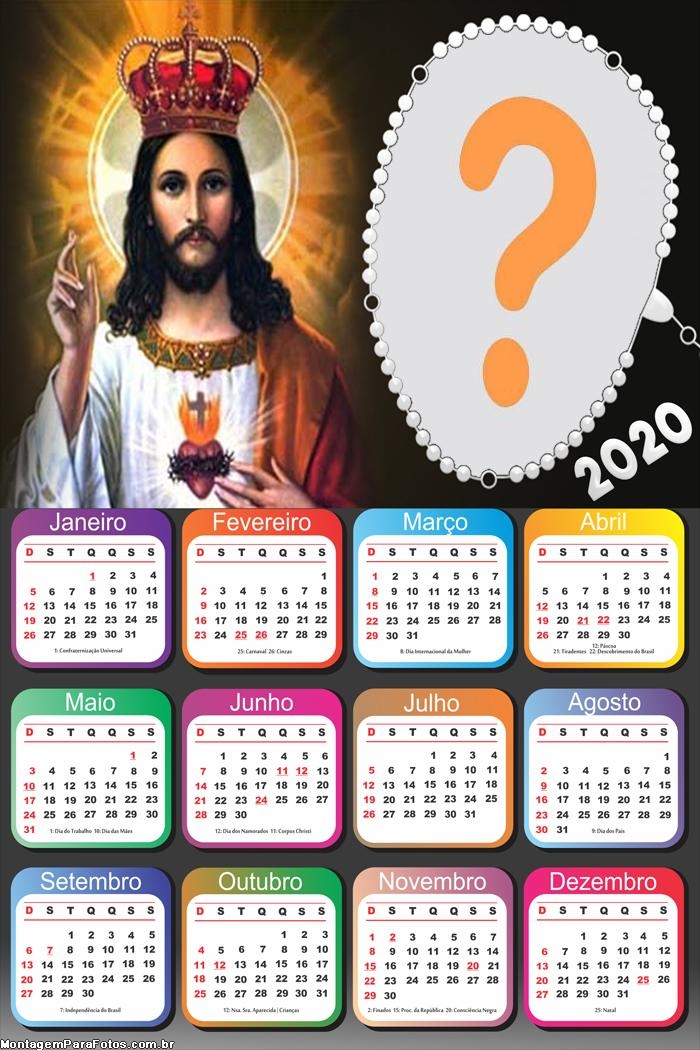 Calendário 2020 Jesus Foto Colagem