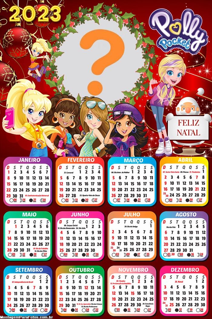 Calendário 2023 Feliz Natal Polly Pocket Editar Online