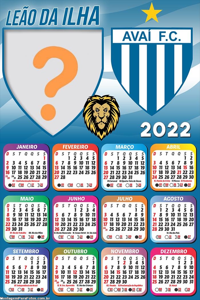 Calendário 2022 Avaí Time Futebol Editar Online