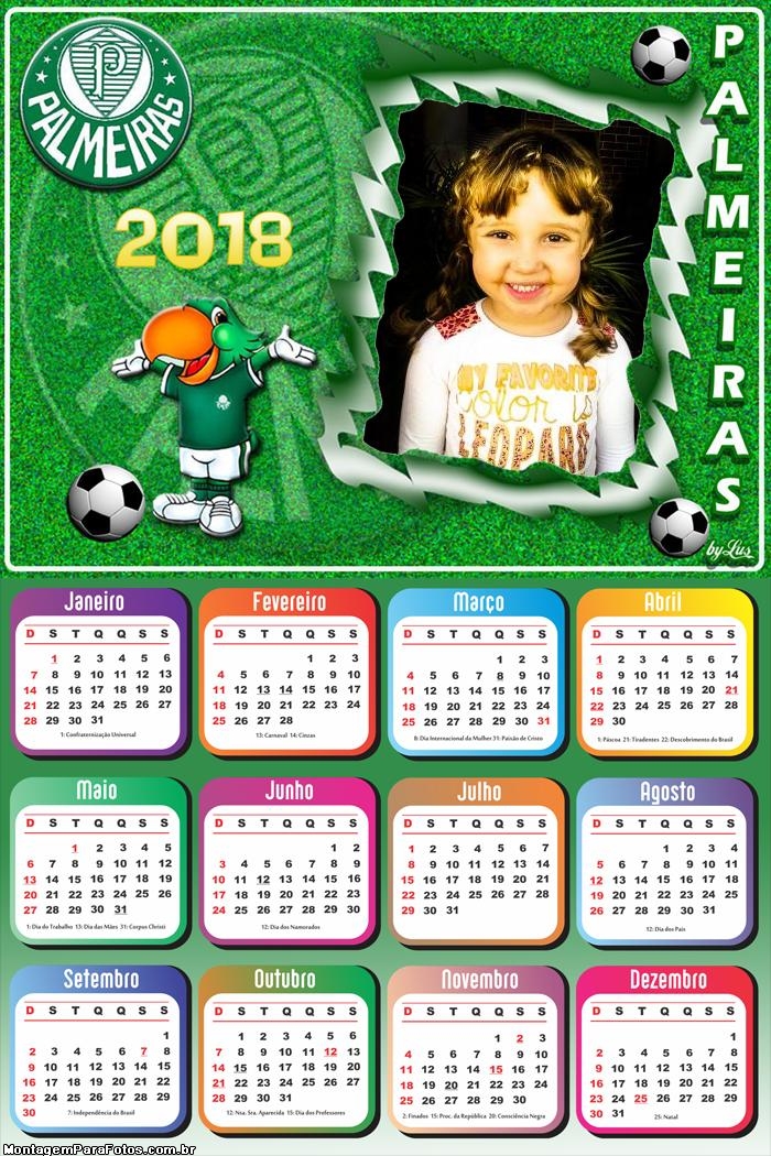 Calendário 2018 Palmeiras Papagaio