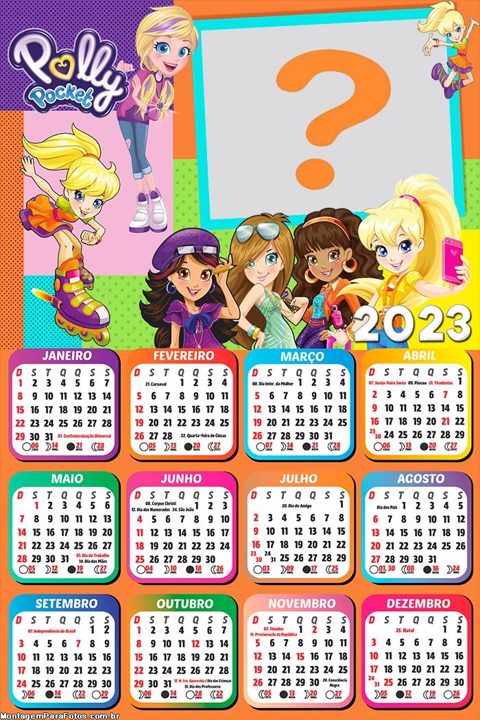 Calendário 2023 Polly Pocket Editar Online Grátis