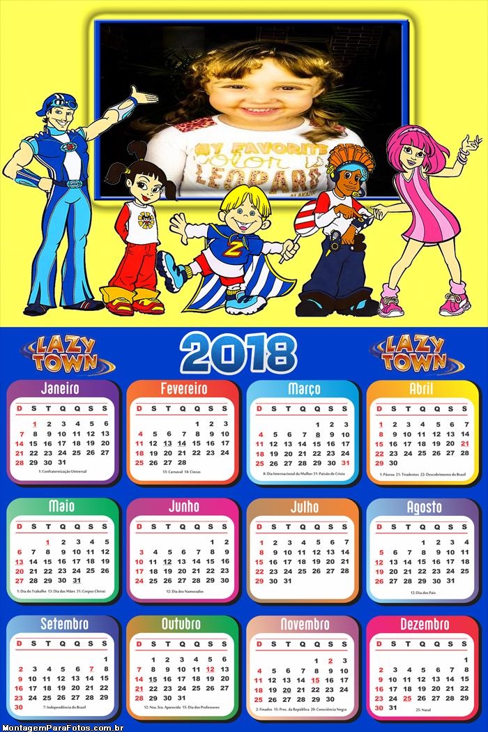 Calendário 2018 Infantil Lazy Town