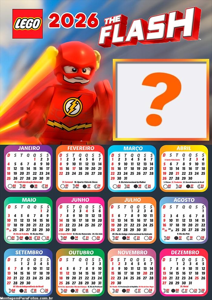 Calendário 2026 Lego O Flash Colagem Online