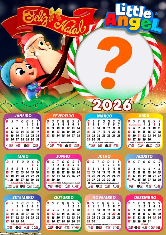Foto em Calendário 2026 Feliz Natal Little Angel Online