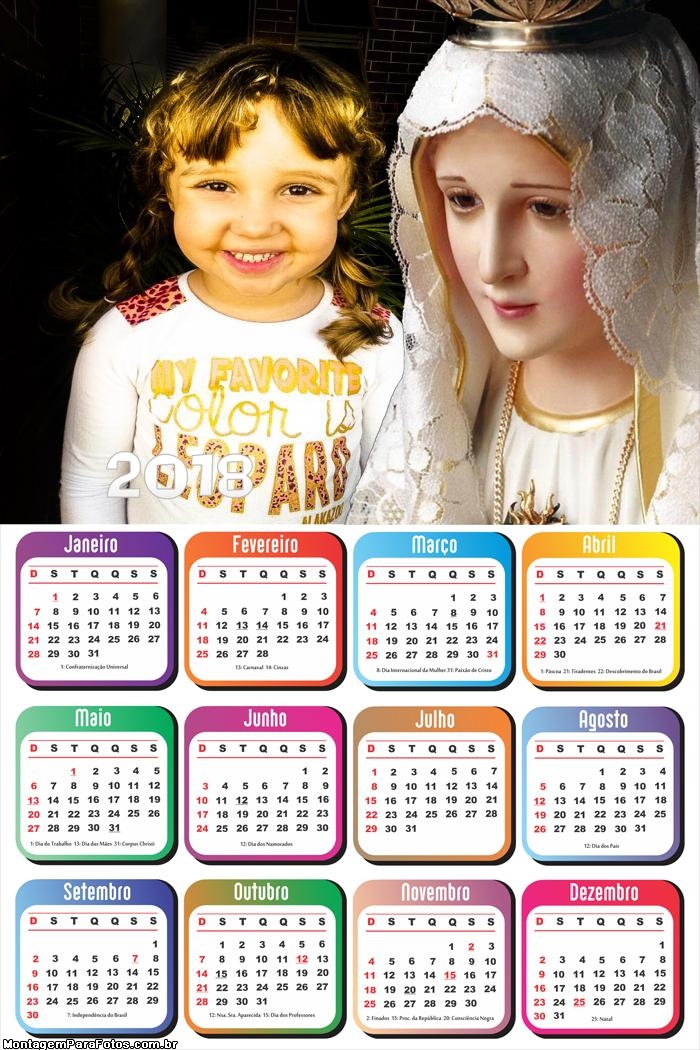 Calendário 2018 Nossa Senhora de Fátima