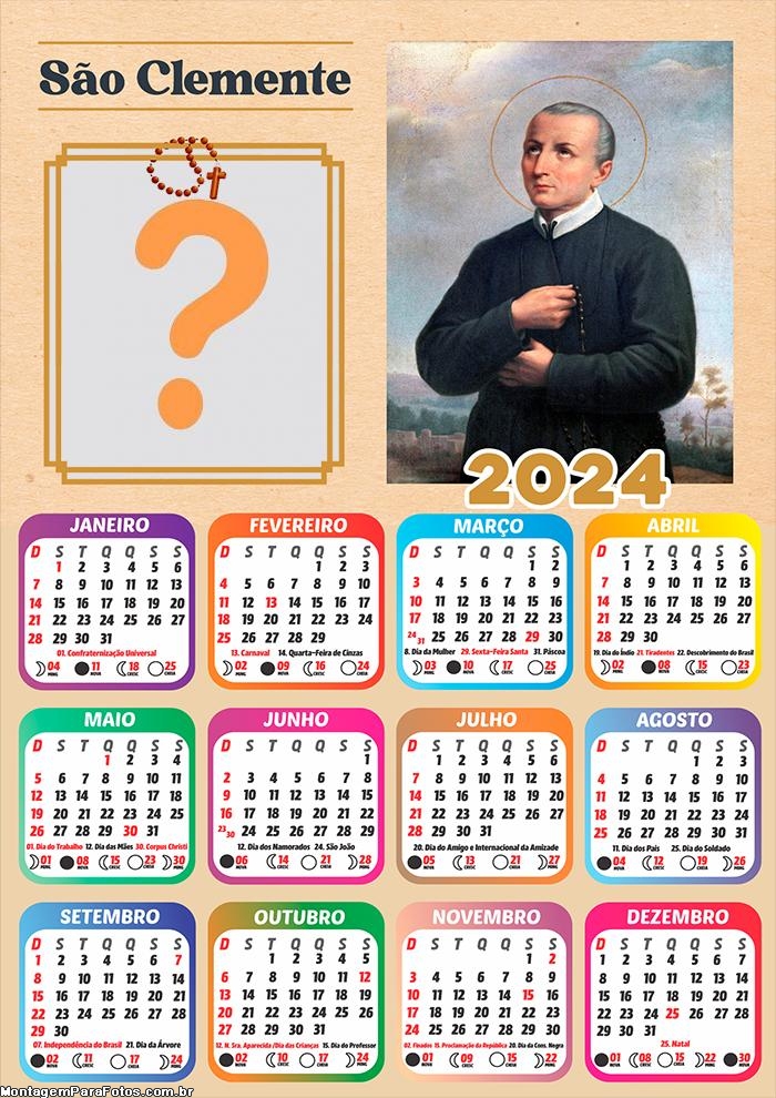 Calendário 2024 São Clemente Fazer Online Montagem