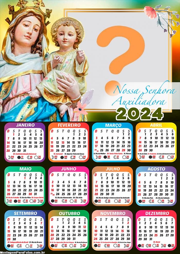 Fazer Montagem Calendário 2024 Nossa Senhora Auxiliadora