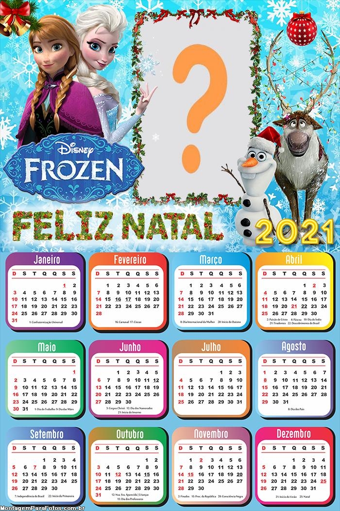 Calendário 2021 Frozen de Natal