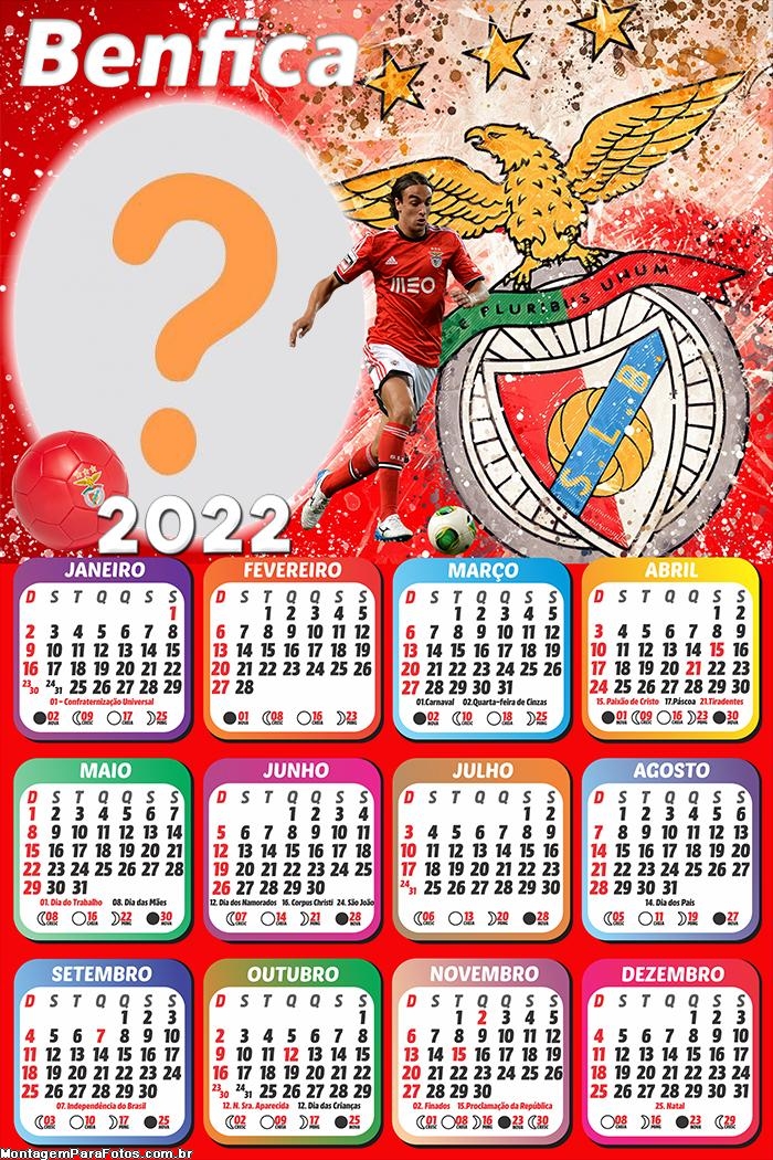Calendário 2022 Benfica Foto Moldura Grátis