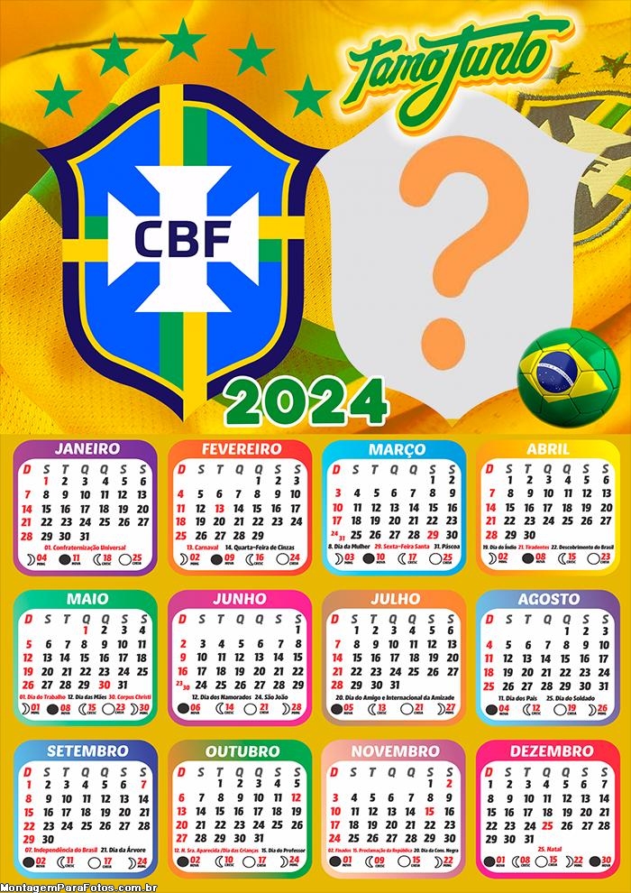 Calendário 2024 Brasil TamoJunto Moldura Grátis