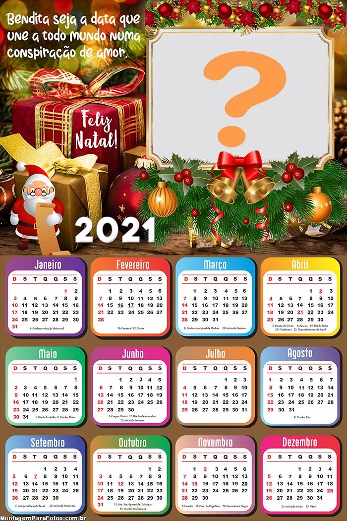 Montar Calendário com Foto Mensagem de Natal 2021 | Colagem de Foto