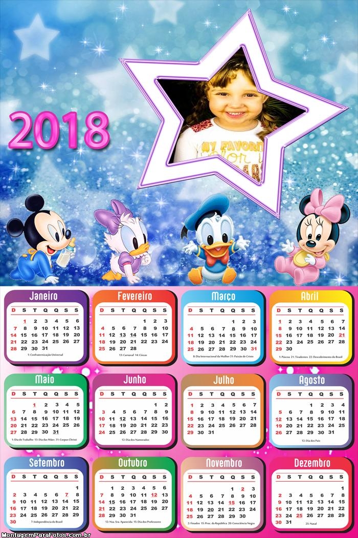 Calendário 2018 Estrela Disney Baby