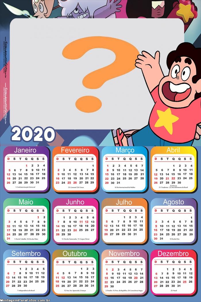 Calendário 2020 Steve Universo Moldura de Foto
