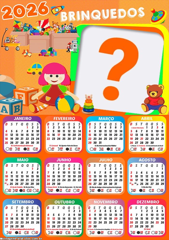 Foto Calendário 2026 Brinquedos Grátis