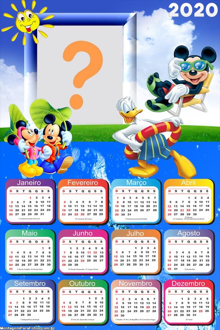 Calendário 2020 Turma do Mickey Férias