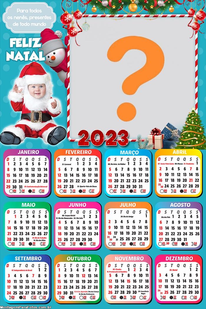 Calendário 2023 Papai Noel Baby Montagem de Imagem