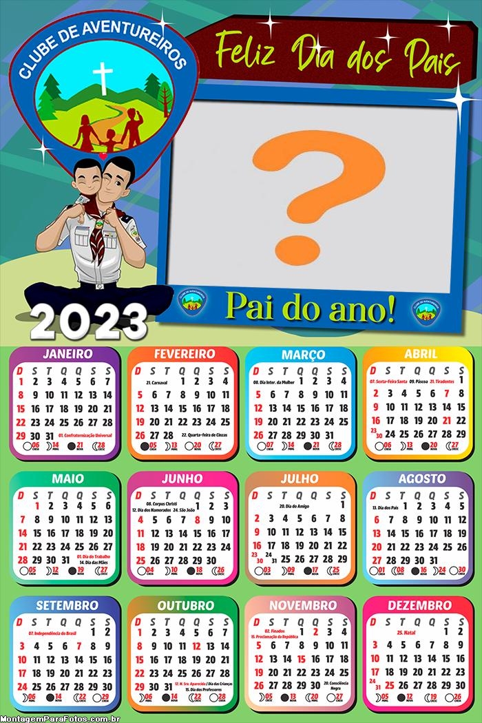 Calendário 2023 Clube de Aventureiros Dia dos Pais Online | Colagem de Foto Calendário 2023 Clube de Aventureiros Dia dos Pais Online | Colagem de Foto