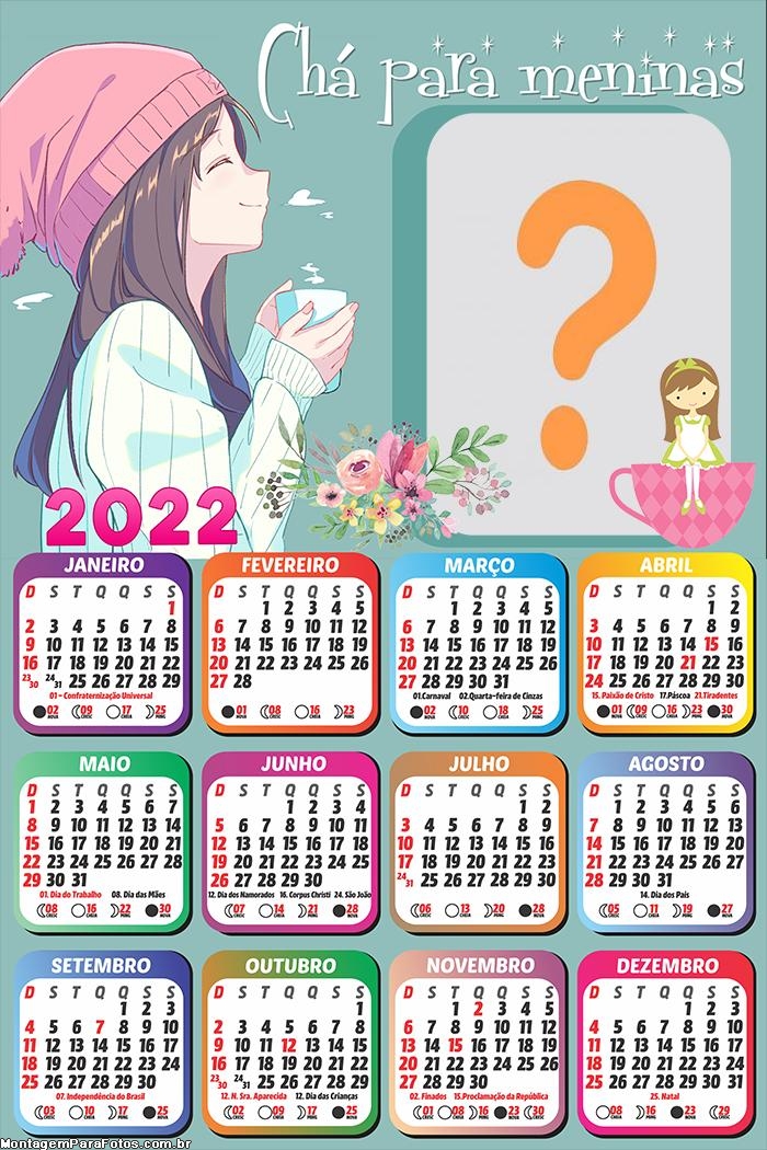 Calendário 2022 Chá para Meninas
