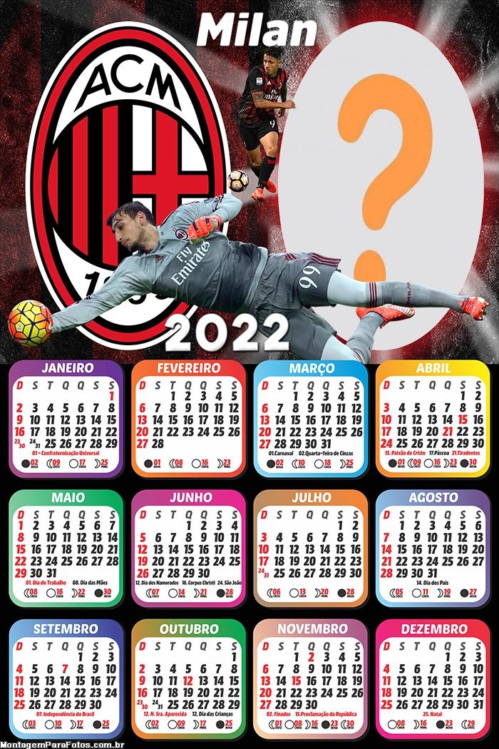Calendário 2022 Milan Gratuito Online