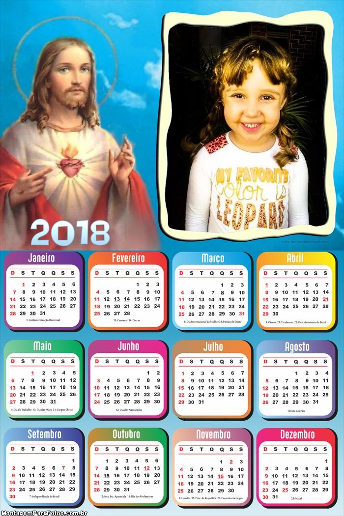 Calendário 2018 Jesus Cristo