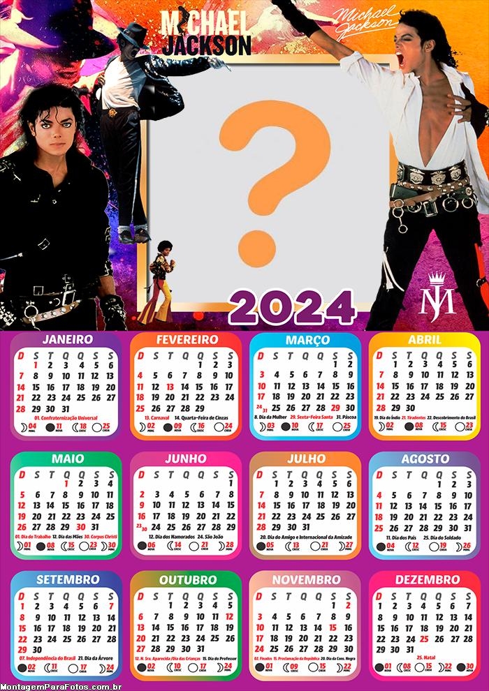 Colagem Calendário 2024 Michael Jackson