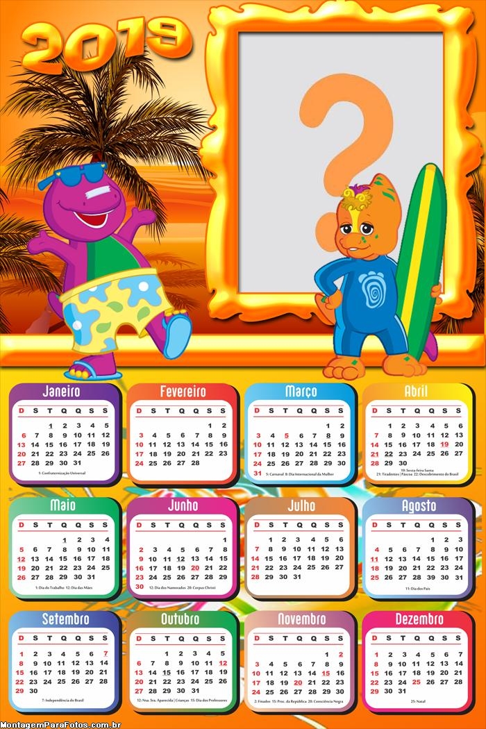 Calendário 2019 Barney na Praia