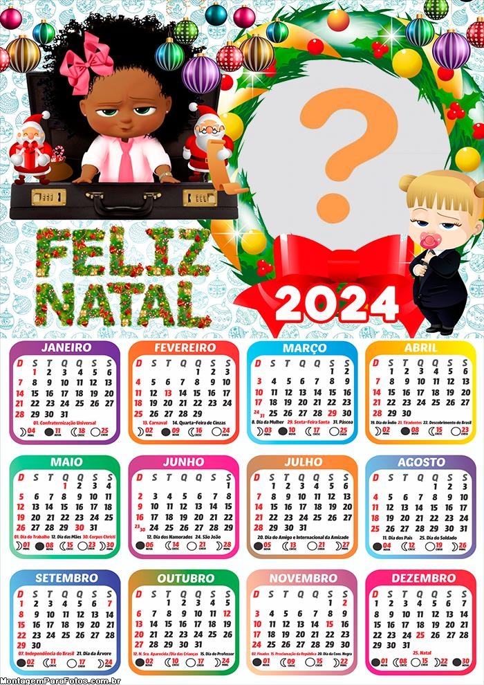 Foto Moldura Online Calendário 2024 Feliz Natal Poderosa Chefinha