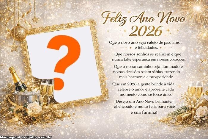 Cartão de Próspero Ano Novo 2026 com Foto