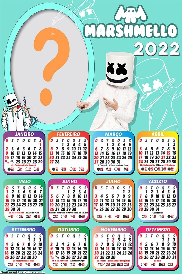 Calendário 2022 Marshmello Foto Moldura