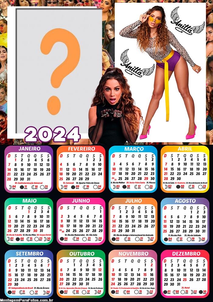 Calendário 2024 Anitta Montar Online Foto