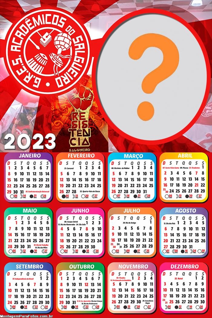 Calendário 2023 Acadêmicos do Salgueiro Virtual Grátis