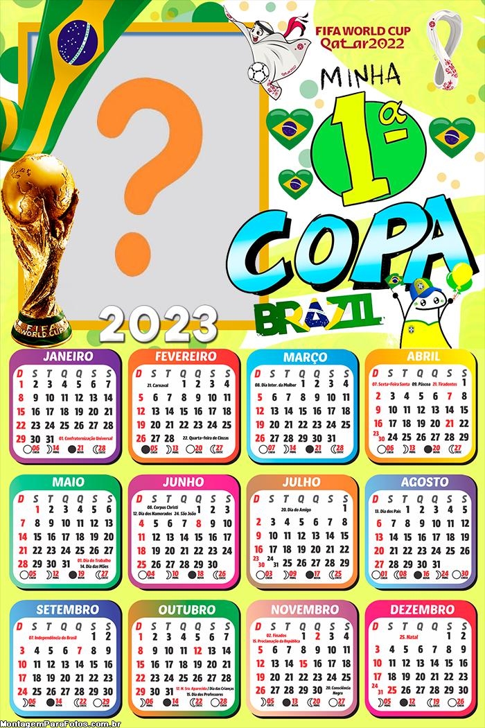 Calendário 2023 Bebê Minha Primeira Copa Foto Montagem