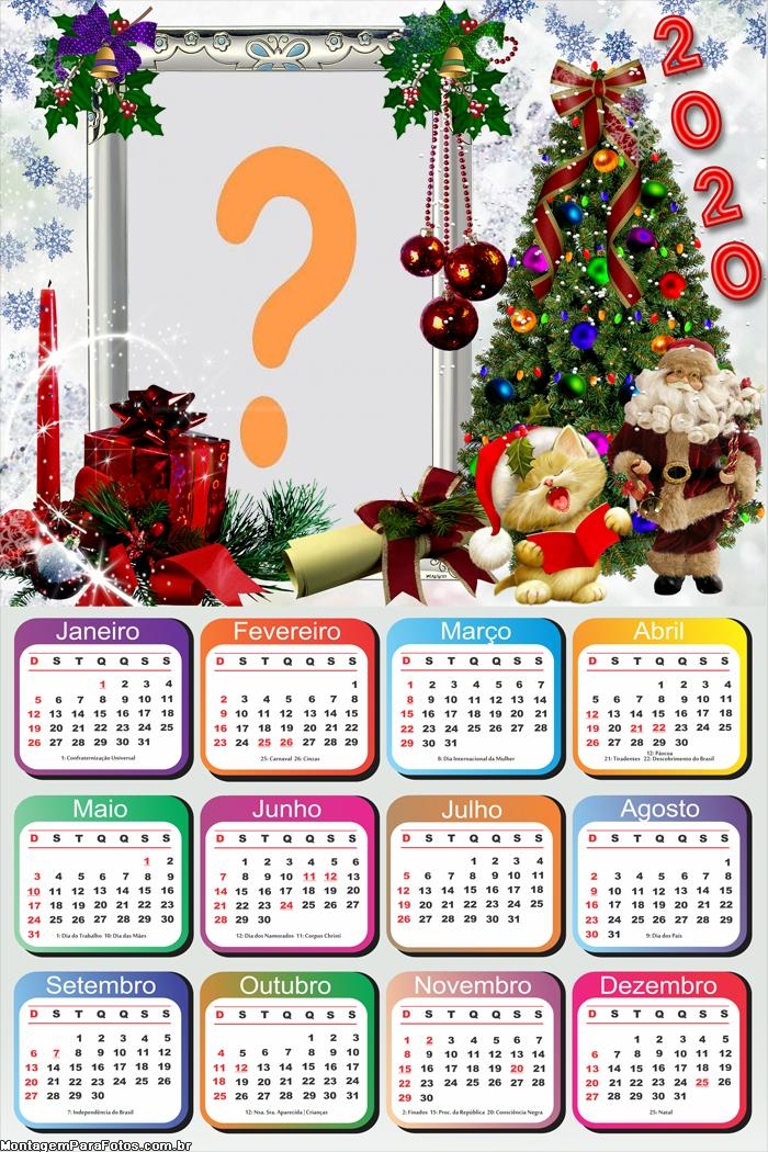 Calendário 2020 Moldura para o Natal
