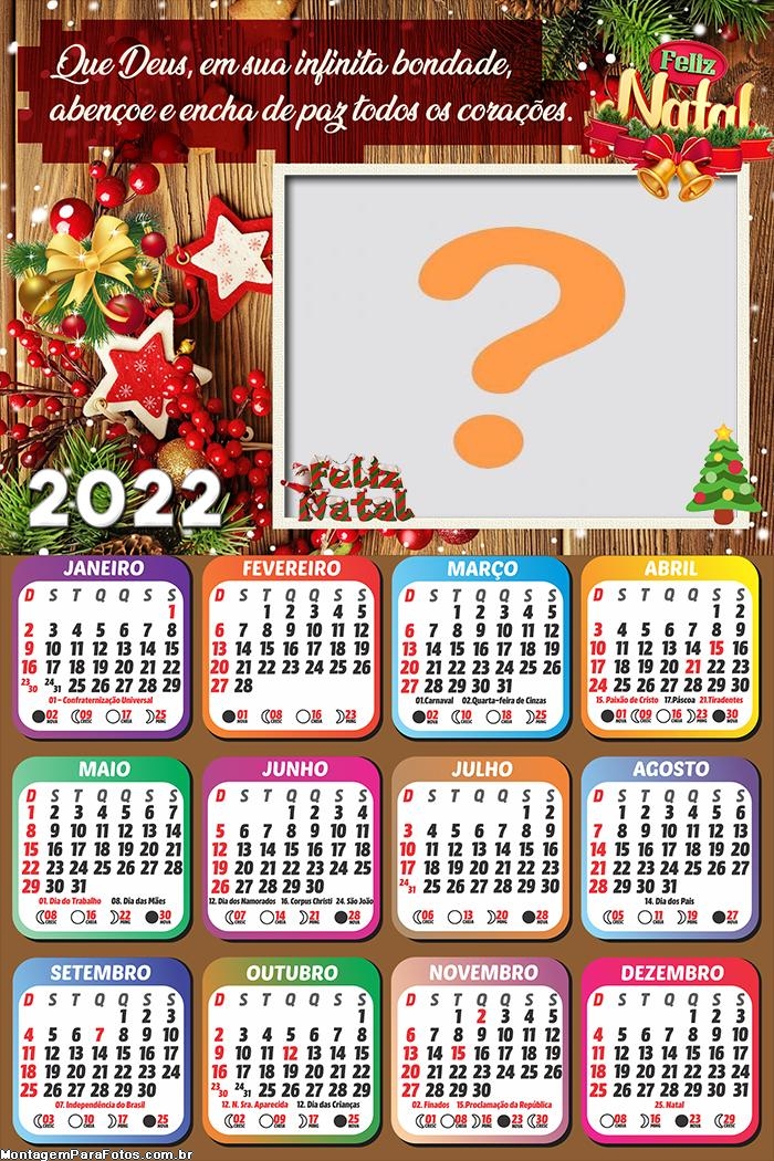 Calendário 2022 Feliz Natal Colar Grátis Online