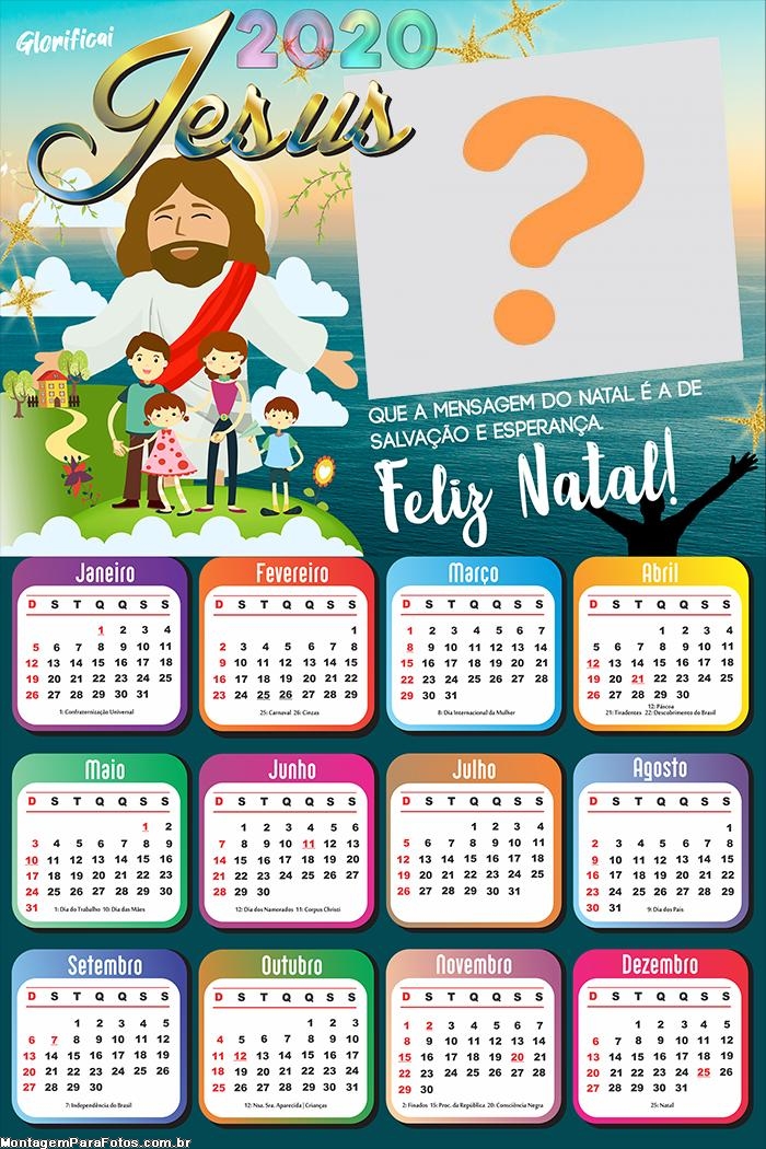 Calendário 2020 Feliz Natal Jesus