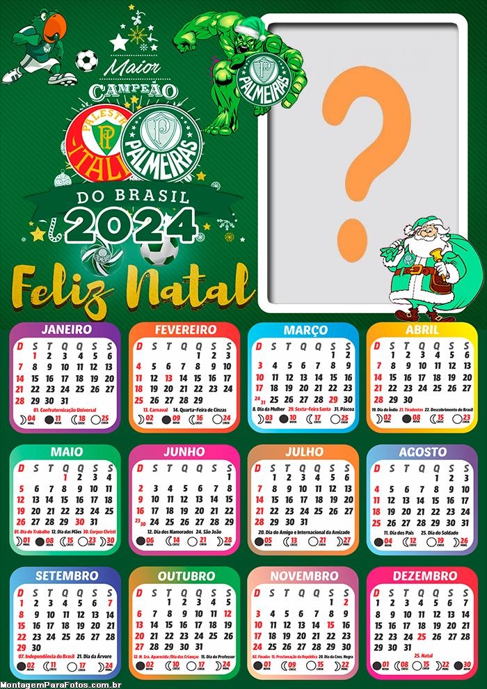 Fazer Montagem de Foto Calendário 2024 Feliz Natal Palmeiras