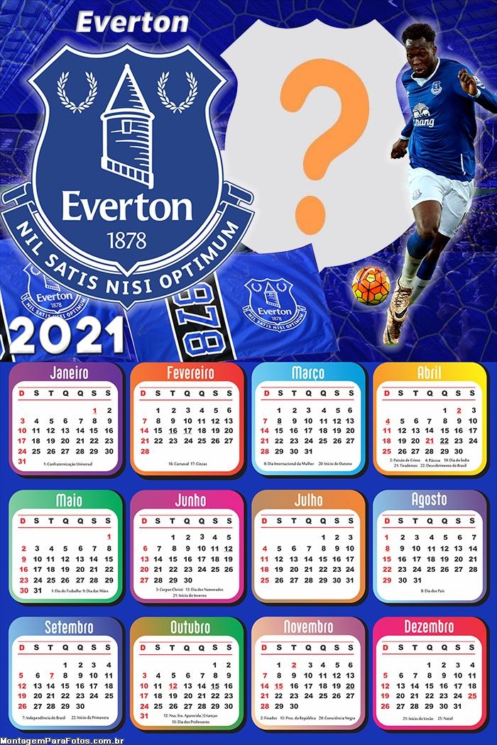 Calendário 2021 Everton Football Club