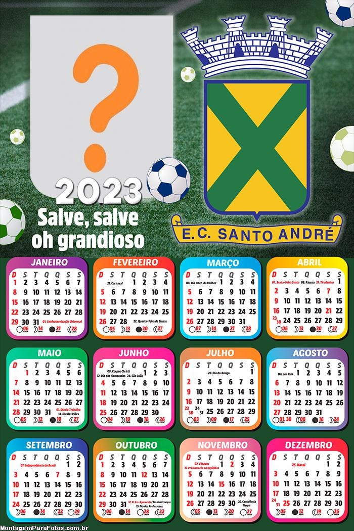 Calendário 2023 Santo André Montar Grátis Online