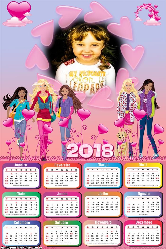 Calendário 2018 Barbie Amigas