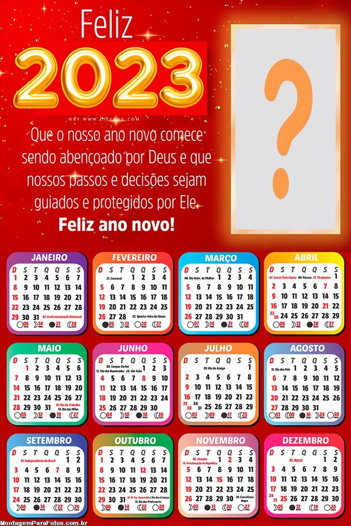 Calendário 2023 Feliz Ano Novo Mensagem Passos e Decisões