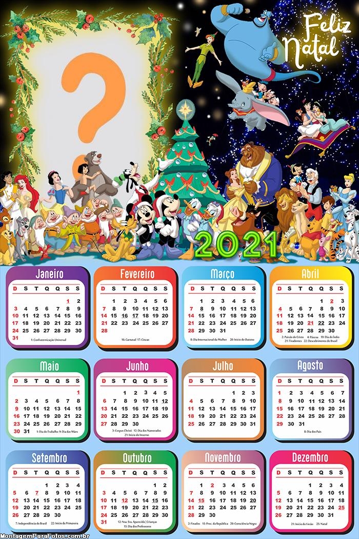 Calendário 2021 Disney de Feliz Natal