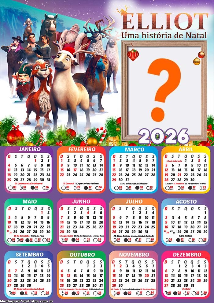 Calendário 2026 Elliot Uma História de Natal Criar Montagem