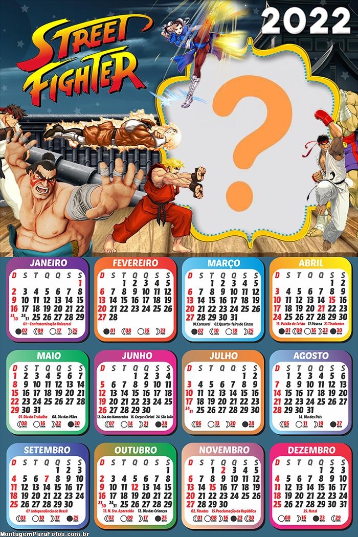 Calendário 2022 Street Fighter Foto Colagem