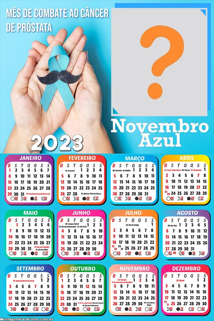 Calendário 2023 Novembro Azul Fazer Montagem de Fotos