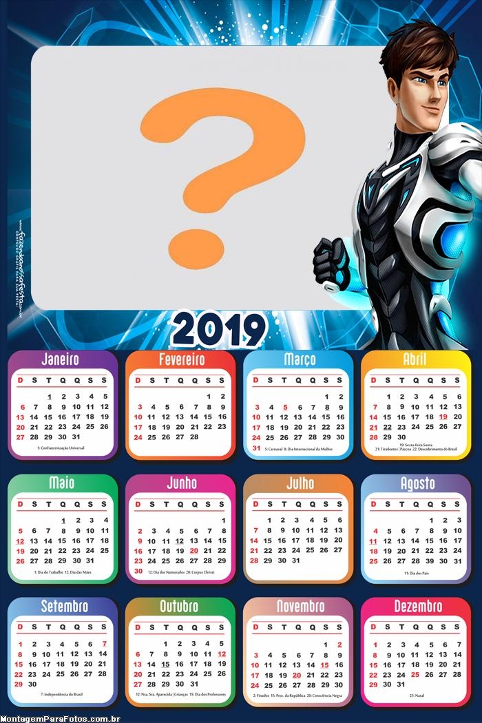 Calendário 2019 Max Steel