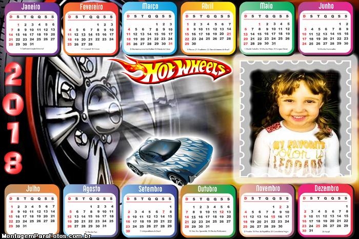 Calendário 2018 Hot Wheels