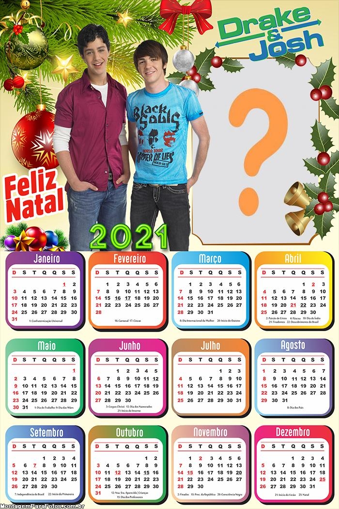 Calendário 2021 Drake e Josh Feliz Natal