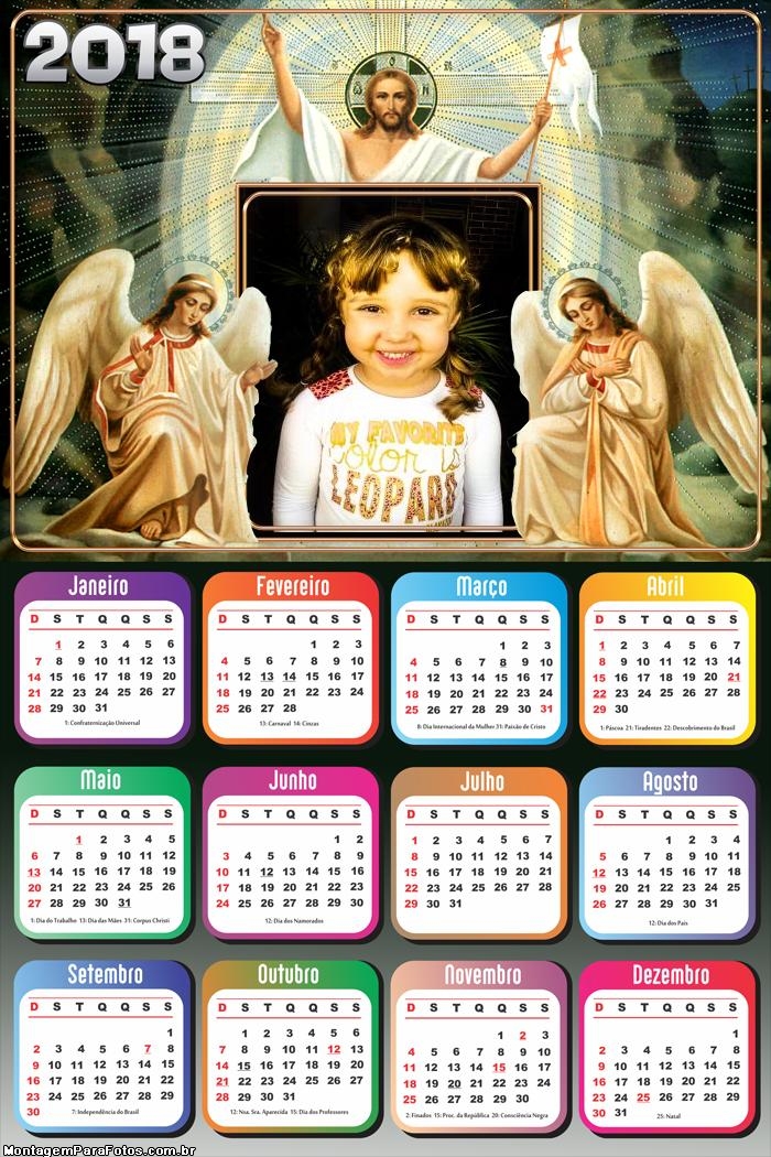 Calendário 2018 Anjos e Jesus Cristo