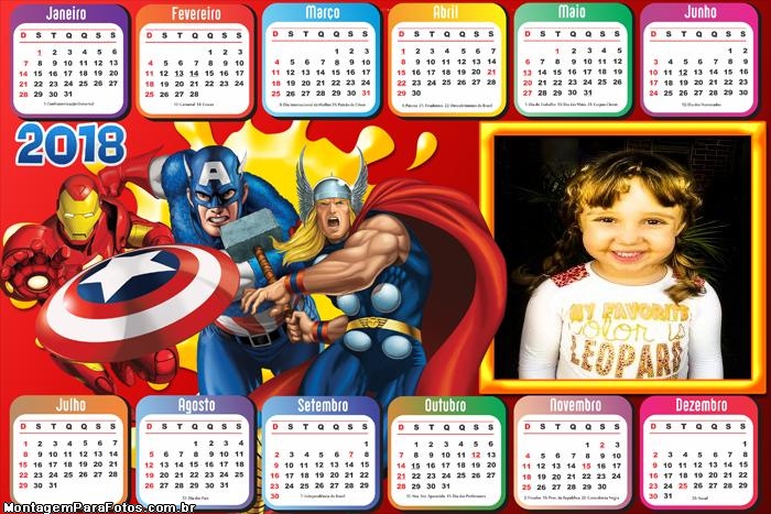 Calendário 2018 Heróis Marvel